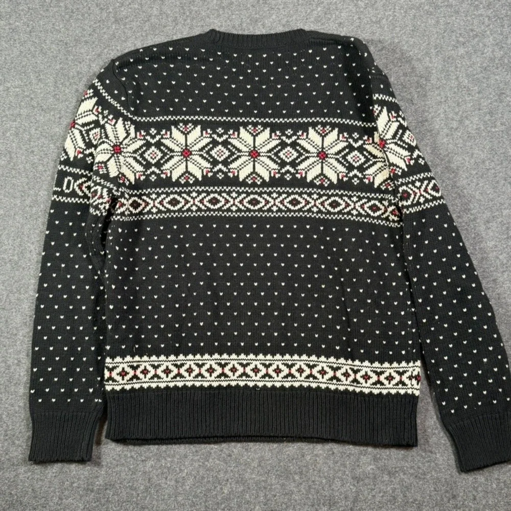 Polo Ralph Lauren Mens Black Fair Isle Cotton Cashmere Snowflake Sweater L